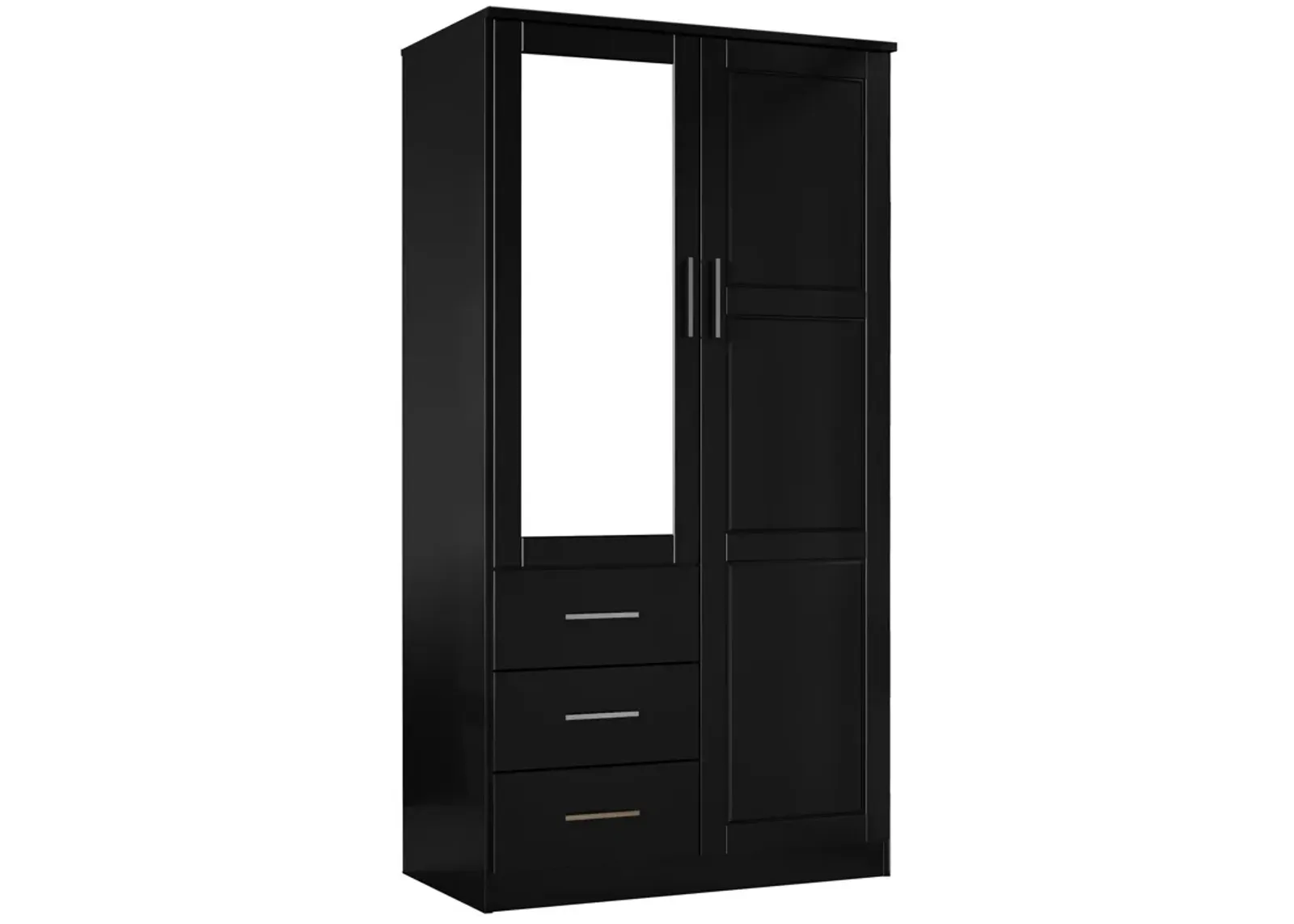 100% Solid Wood Metro 2-Door Wardrobe with Mirrored Door