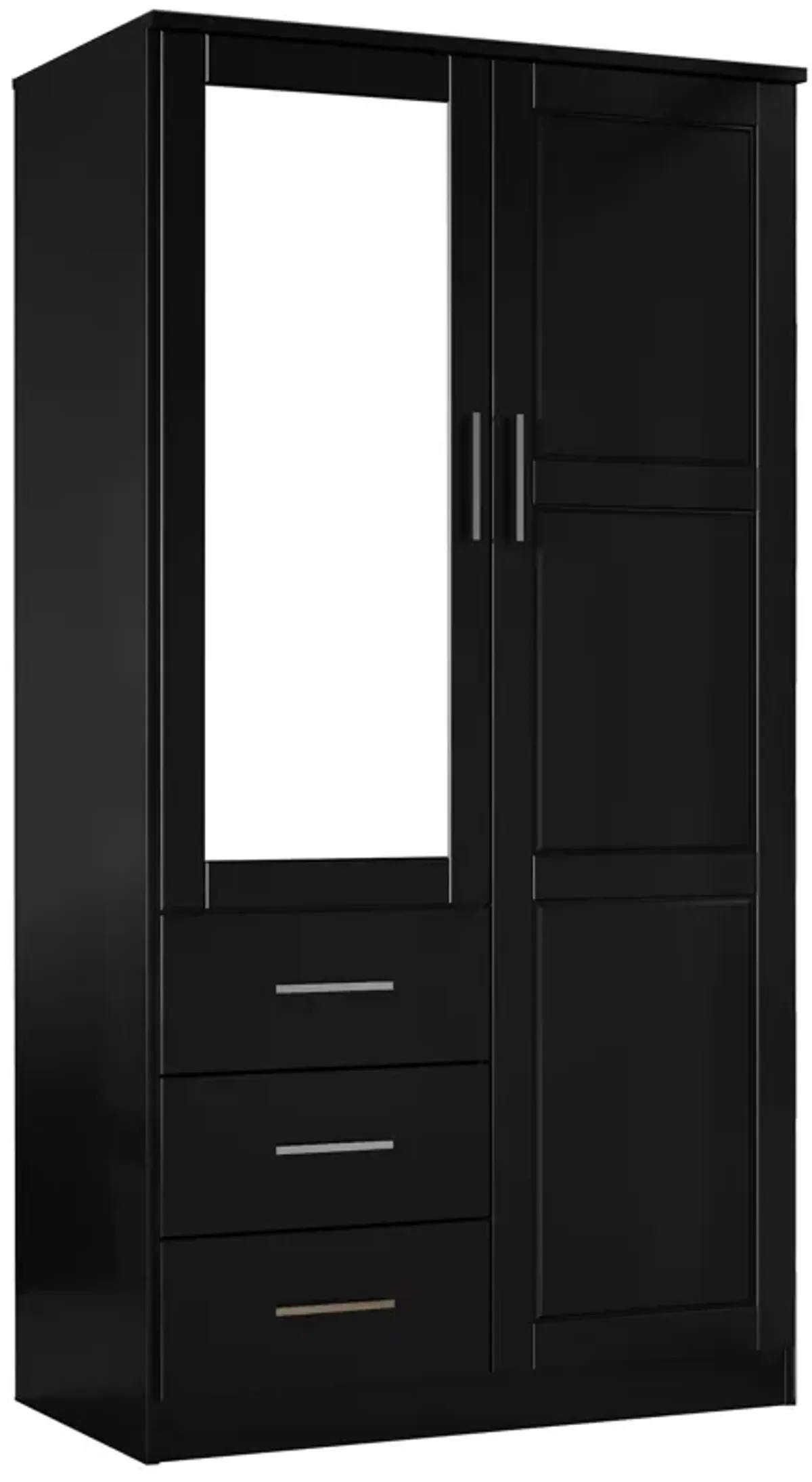 100% Solid Wood Metro 2-Door Wardrobe with Mirrored Door