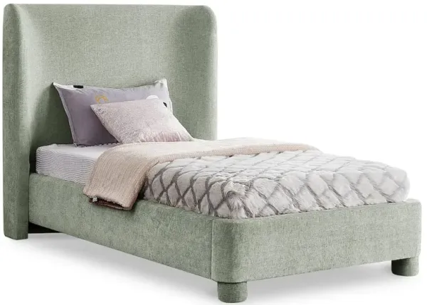 Meridian Furniture Penny Mint Green Chenille Fabric Twin Bed