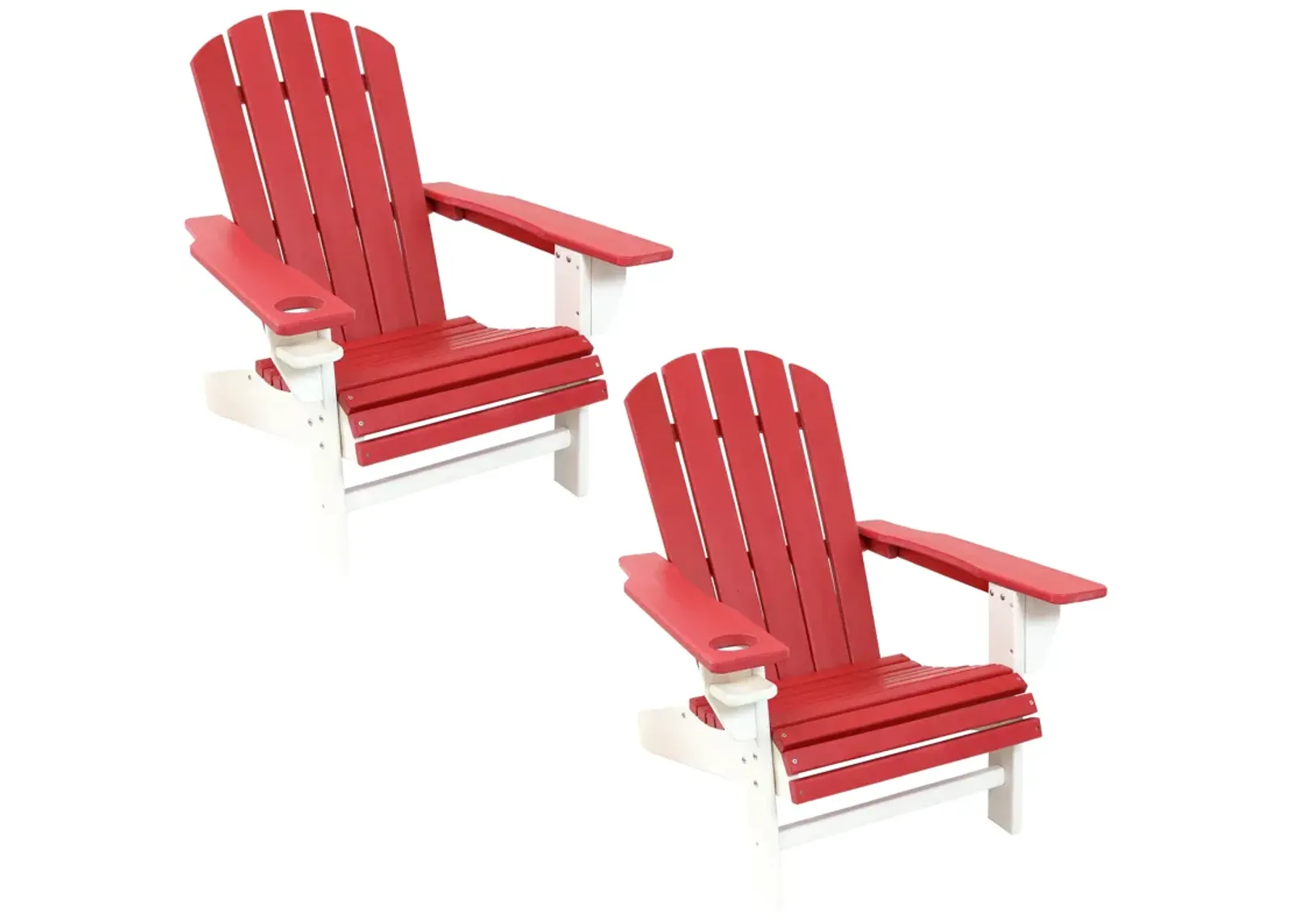 Sunnydaze Set of 2 Adirondack Chairs with Drink Holder