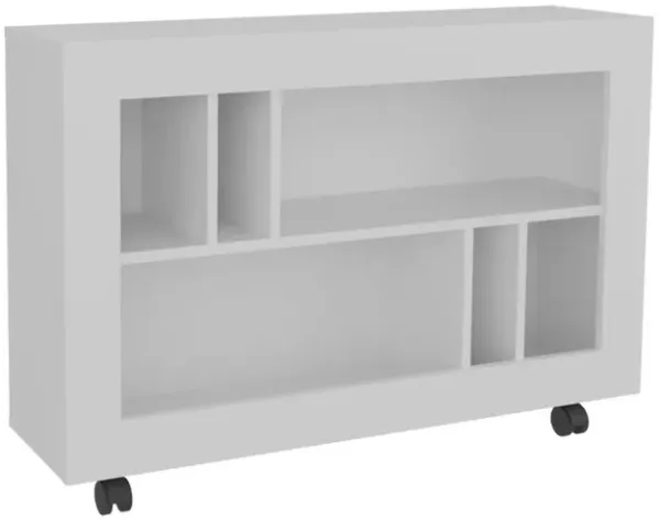 Lacey Console Table Cart, 5 Shelves, 4 Casters, White