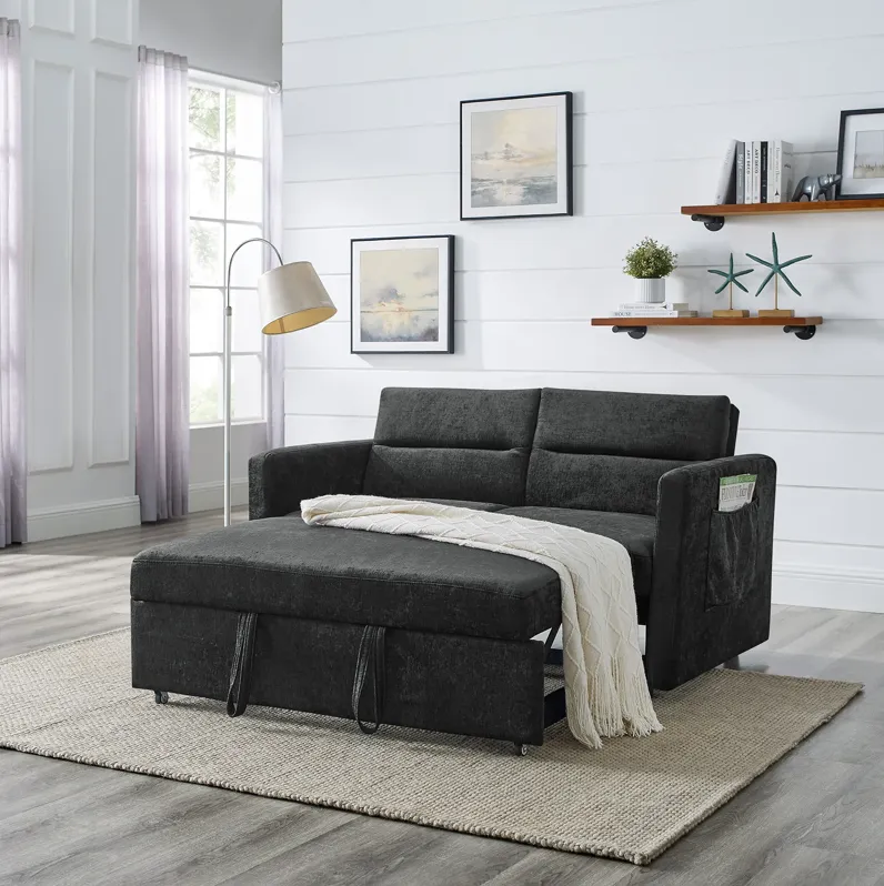 Merax Chenille Loveseats Sofa with Pull-out Bed