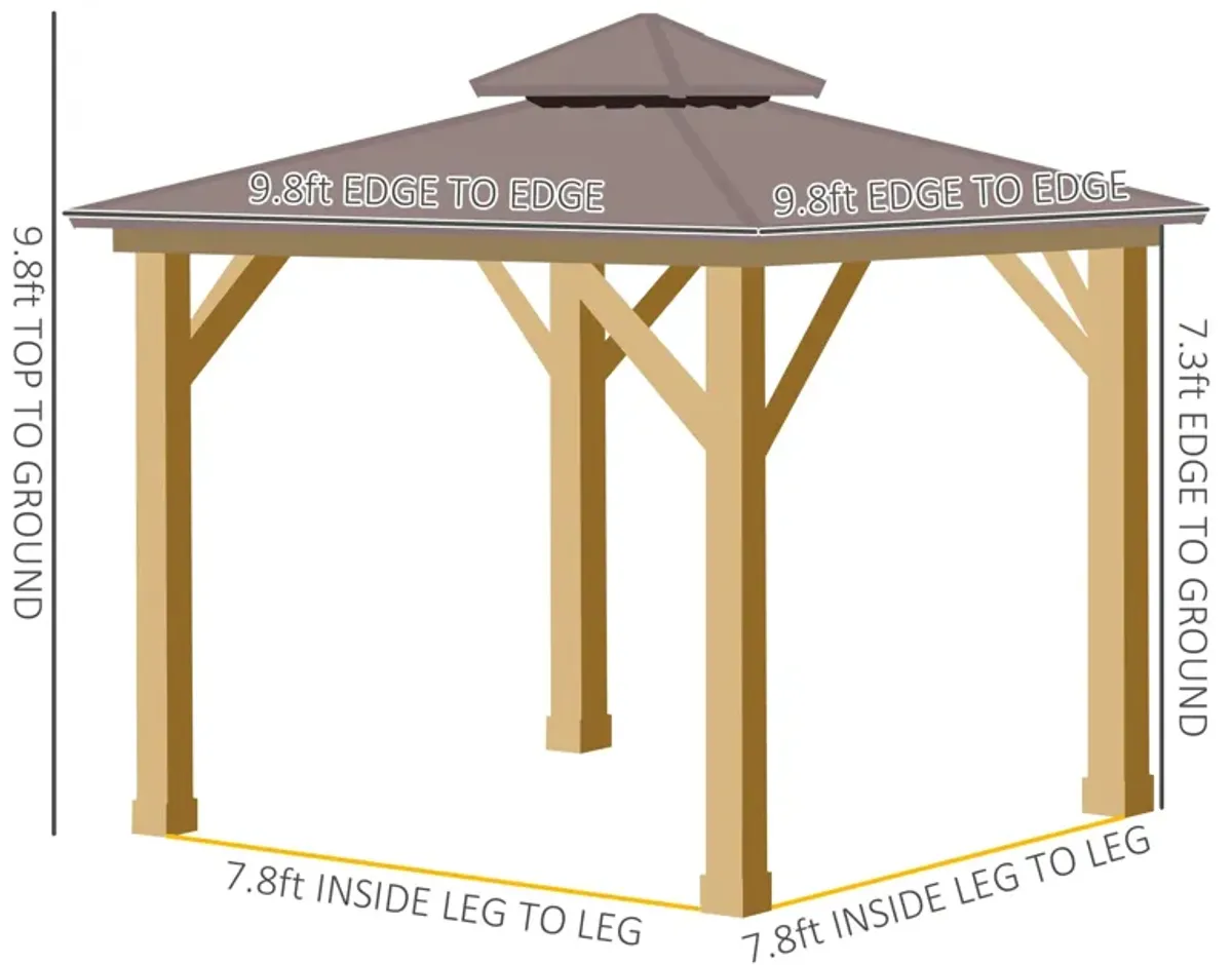 Brown Outdoor Haven: 10'x10' Hardtop Gazebo with Wood Frame