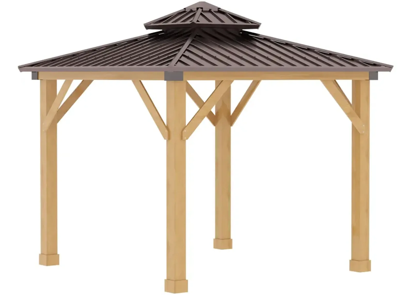 Brown Outdoor Haven: 10'x10' Hardtop Gazebo with Wood Frame