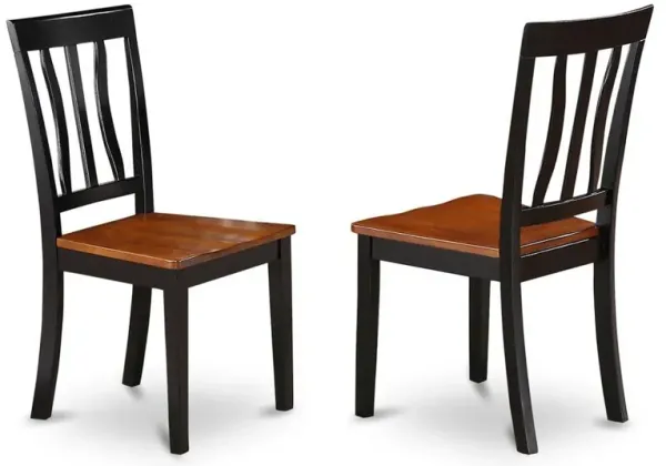 Antique Dining Chair Wood Seat with Black and Cherry Finish, Set of 2