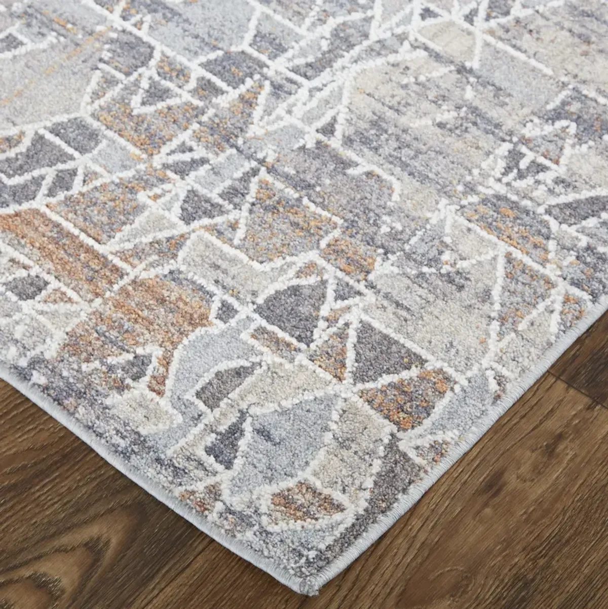 Francisco 39CZF Gray/Blue/Orange 2'10" x 8' Rug