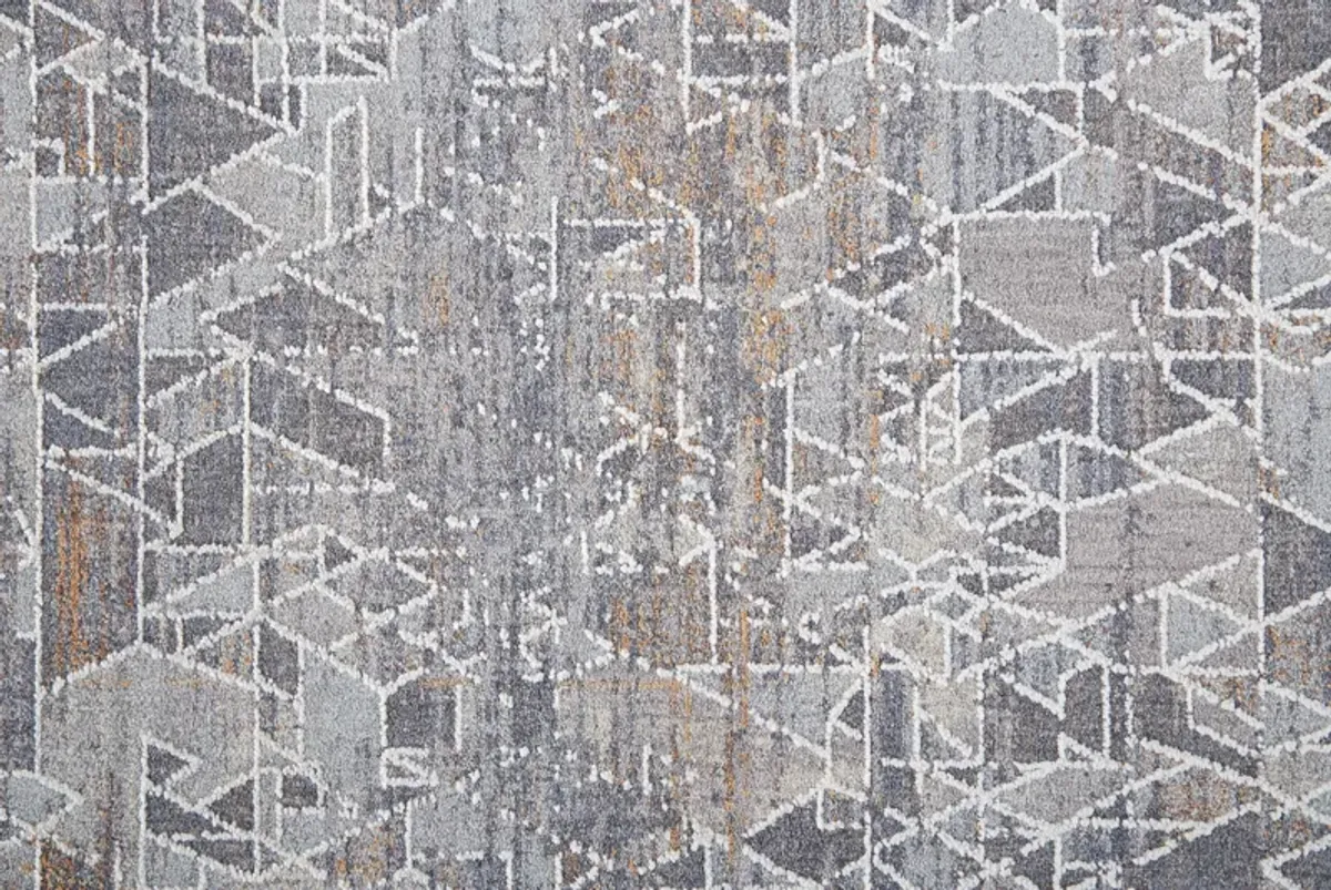 Francisco 39CZF Gray/Blue/Orange 2'10" x 8' Rug