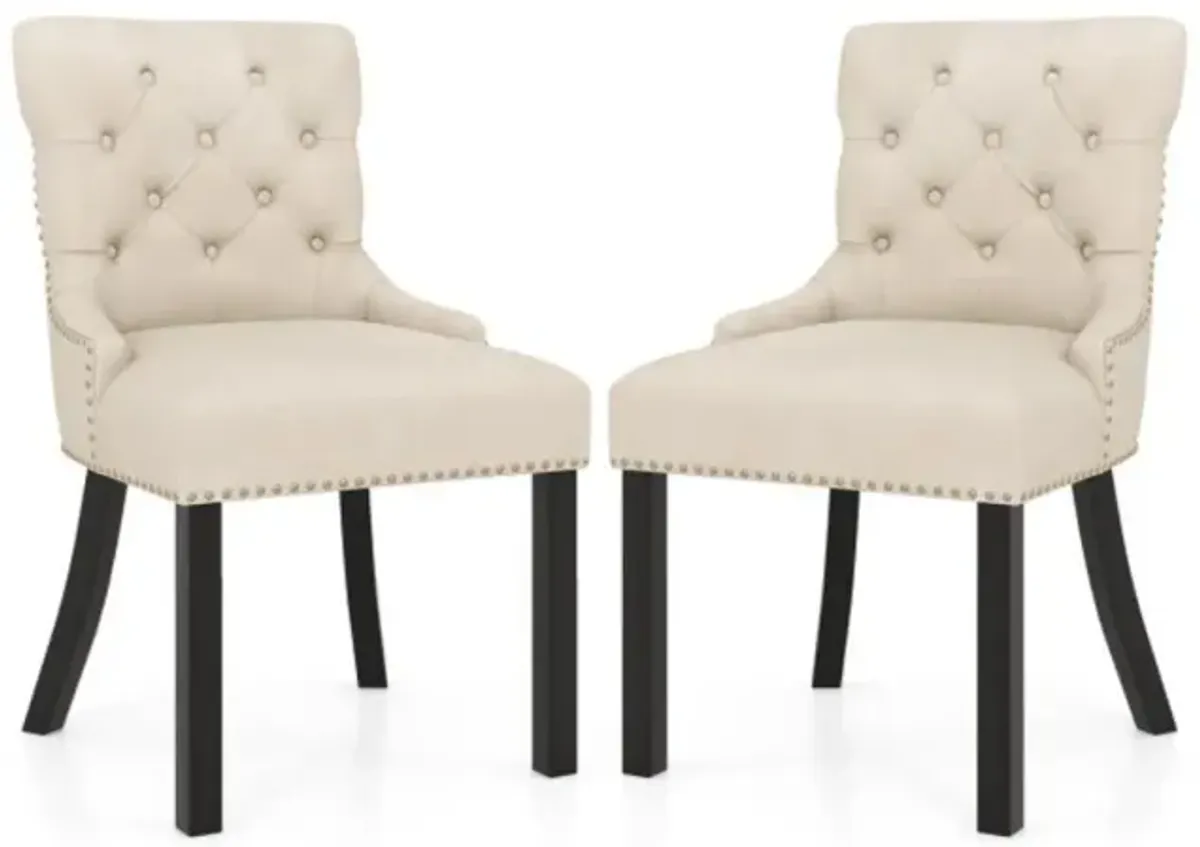 Hivvago Upholstered Dining Chairs Set of 2 Tufted Wingback Chairs with Rubber Wood Legs