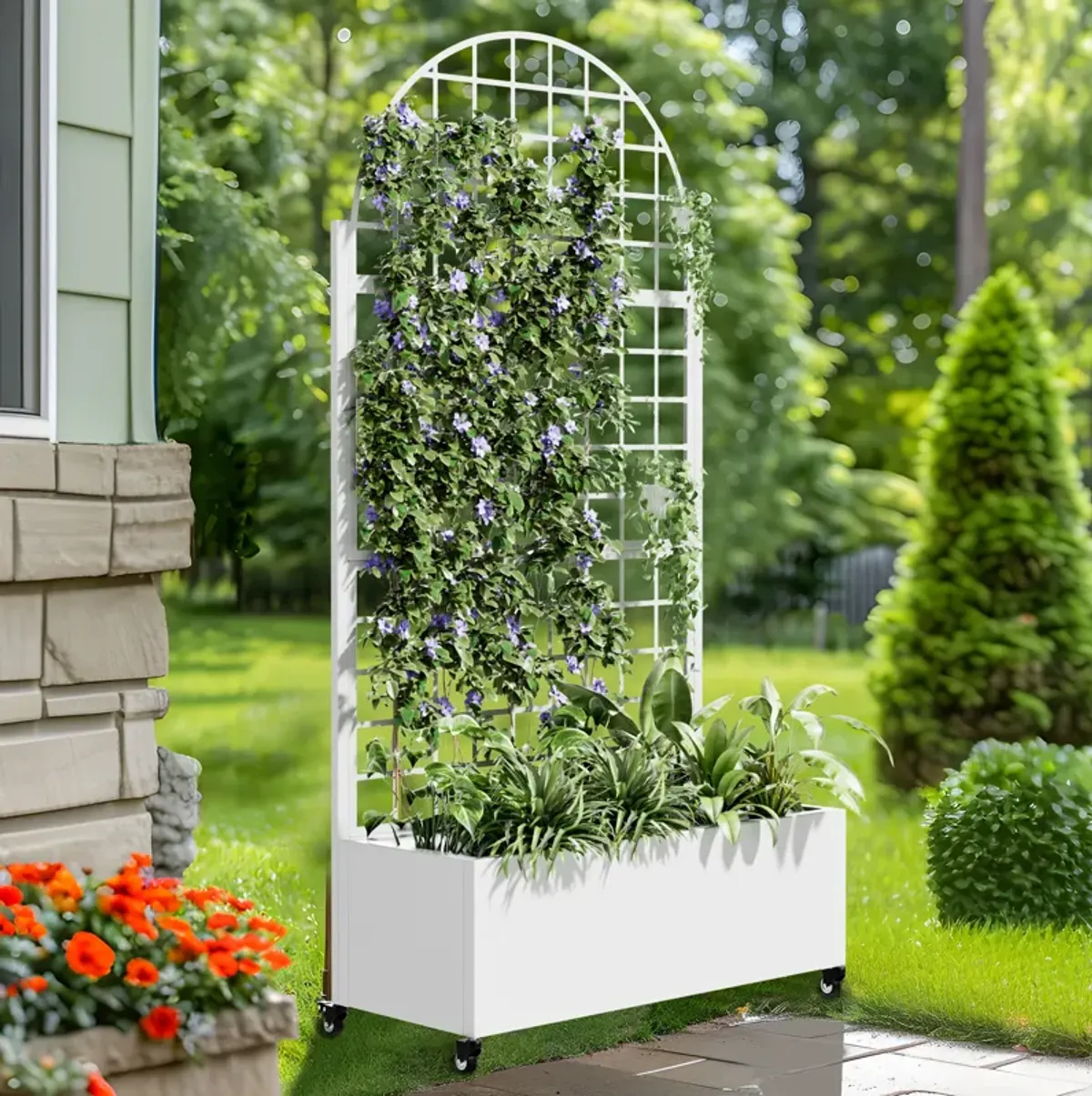 71*35.5 Archerd Metal Planter Box with Trellis