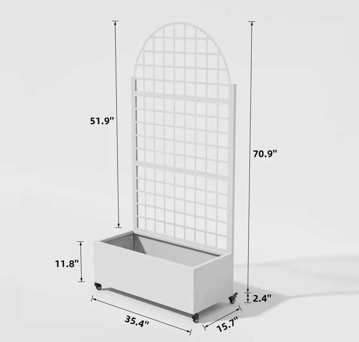 71*35.5 Archerd Metal Planter Box with Trellis