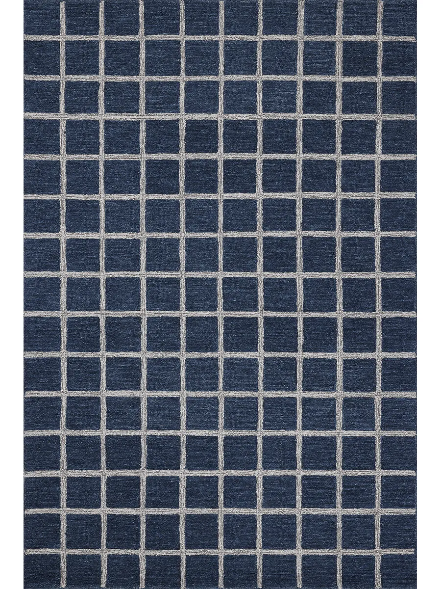 Polly POL-05 Navy / Silver 2''6" x 9''9" Rug by Chris Loves Julia