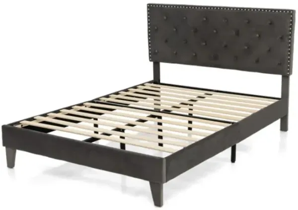 Hivvago Upholstered Bed Frame with Velvet Headboard