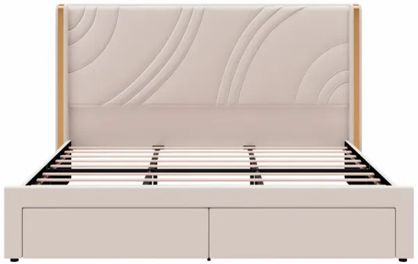 Merax Modern Upholstered LED Bed Frame with Storage Drawers