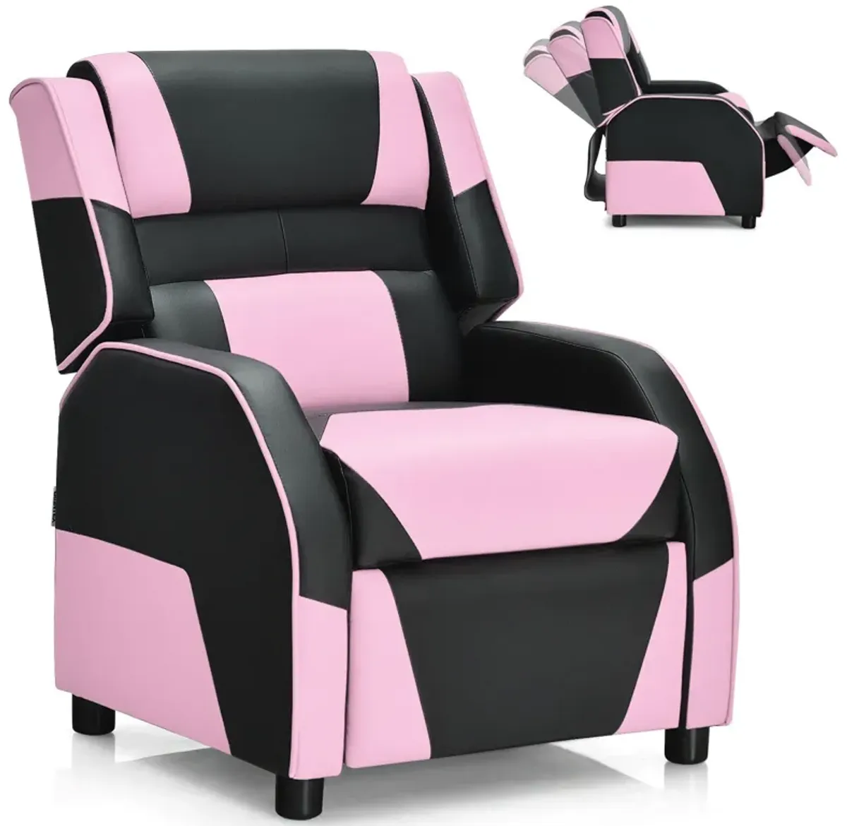 Kids Youth PU Leather Gaming Sofa Recliner with Headrest and Footrest