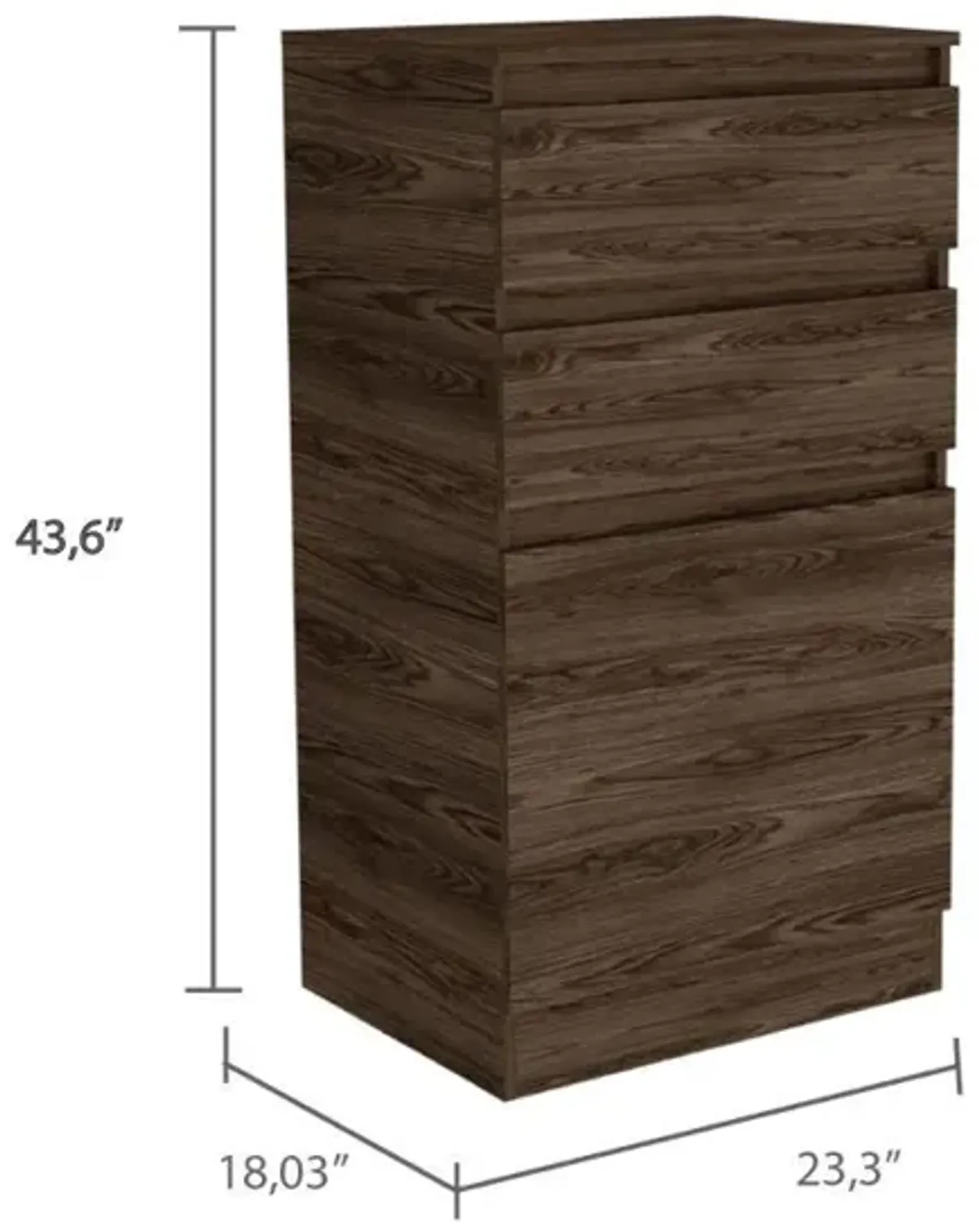 DEPOT E-SHOP Diamond Dresser, Jewelry Box, Mirror, One-Door Cabinet, Two Drawers-Dark Walnut, For Bedroom