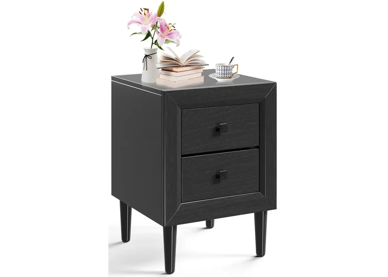 Multipurpose Retro Bedside Nightstand with 2 Drawers