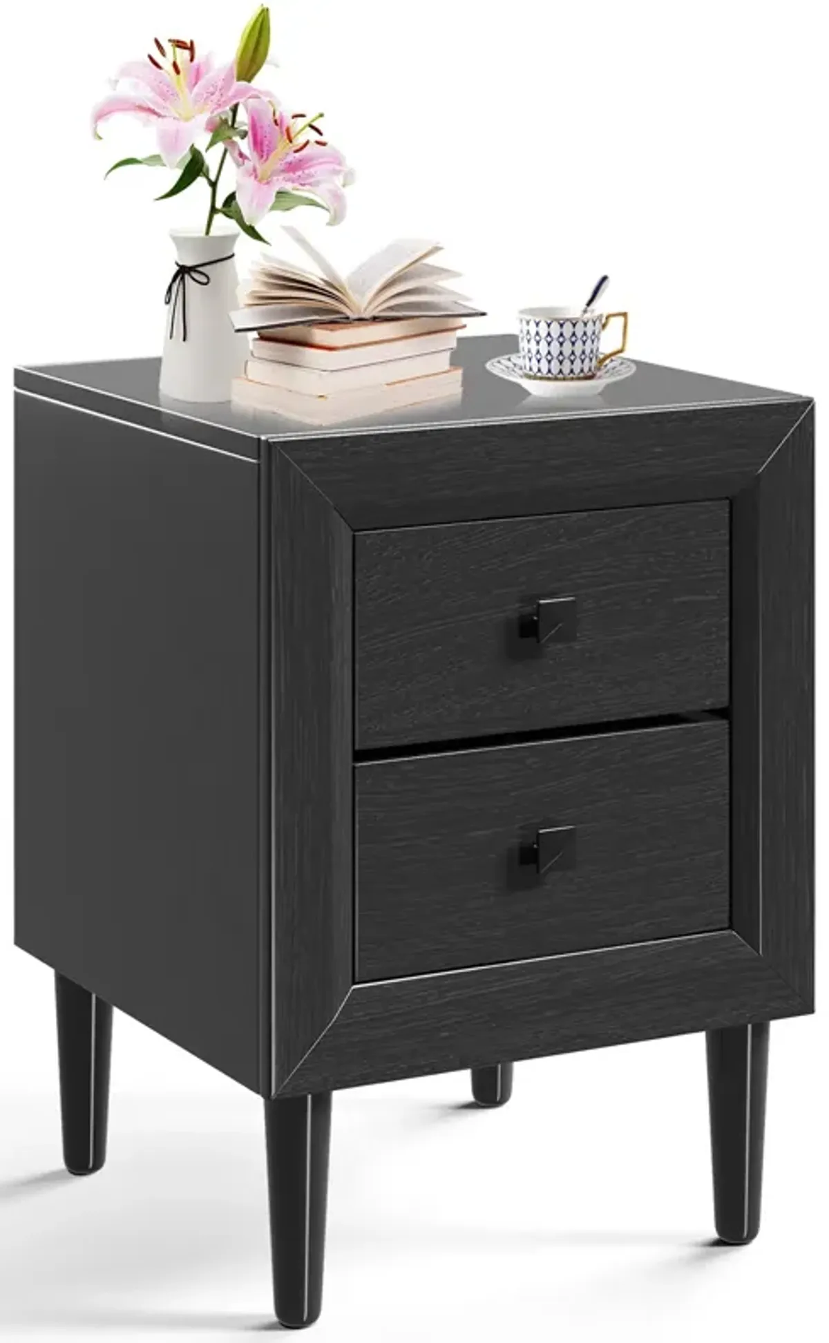 Multipurpose Retro Bedside Nightstand with 2 Drawers