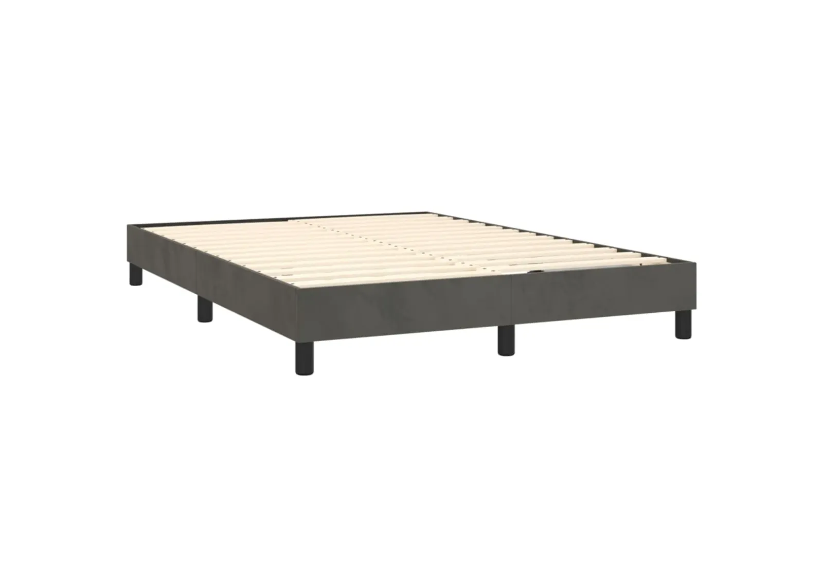 vidaXL Velvet Box Spring Bed Frame, Full Size with Robust Plywood and Engineered Wood Construction, Dark Gray, Perfect Support for Any Mattresses