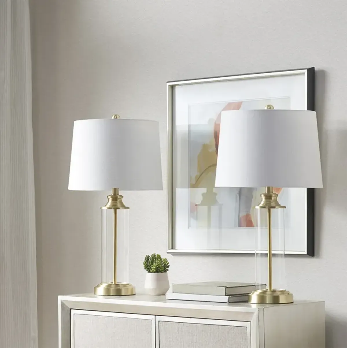 Clarity Glass Cylinder Table Lamp Set Of 2