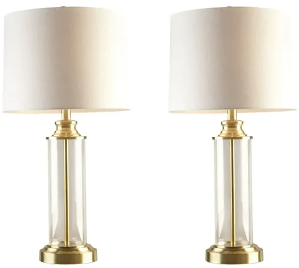 Clarity Glass Cylinder Table Lamp Set Of 2