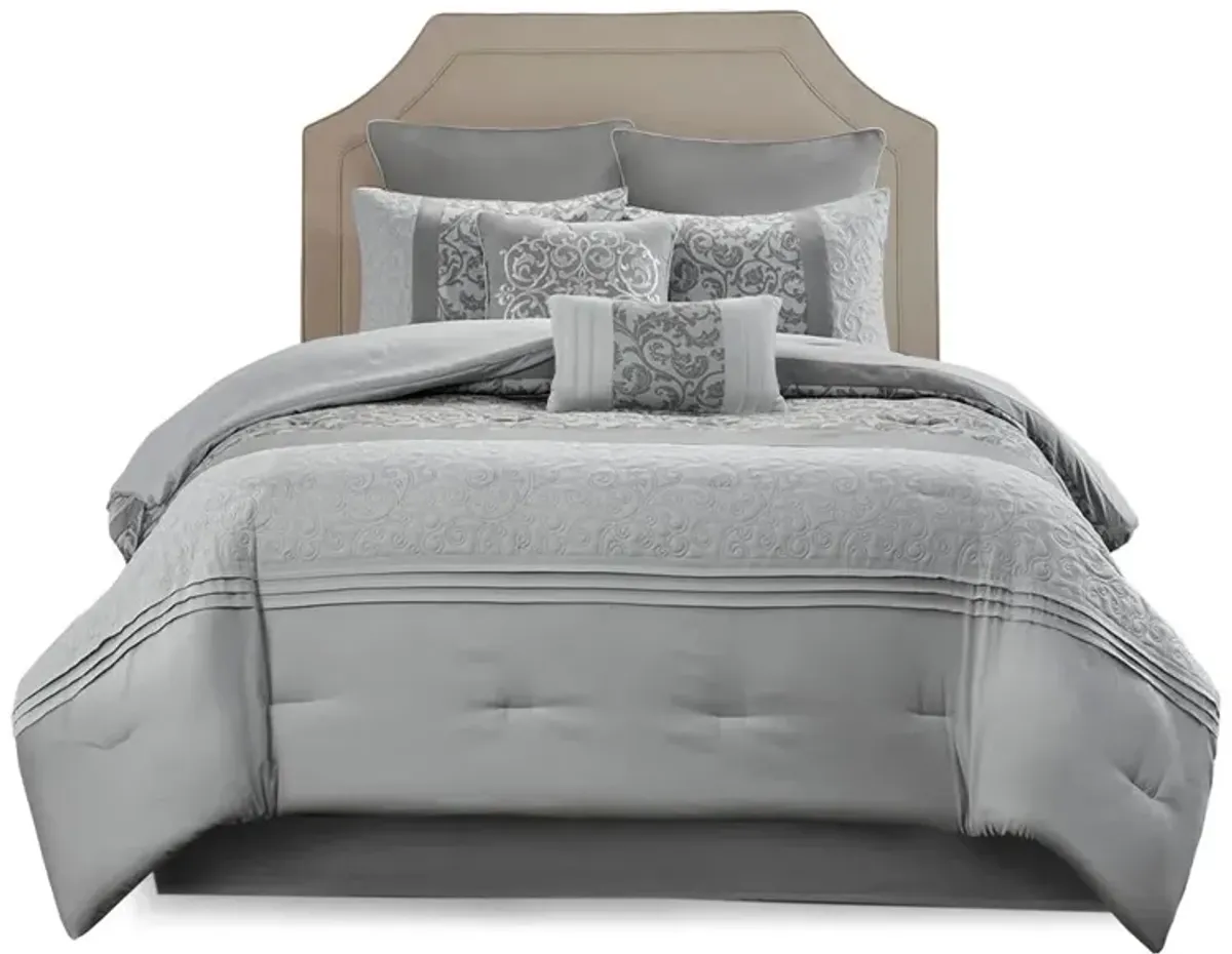 Gracie Mills McConnell 8-Piece Embroidered Pintucked Comforter Set