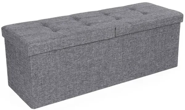 Hivvago Grey Storage Ottoman Bench with Fabric Surface