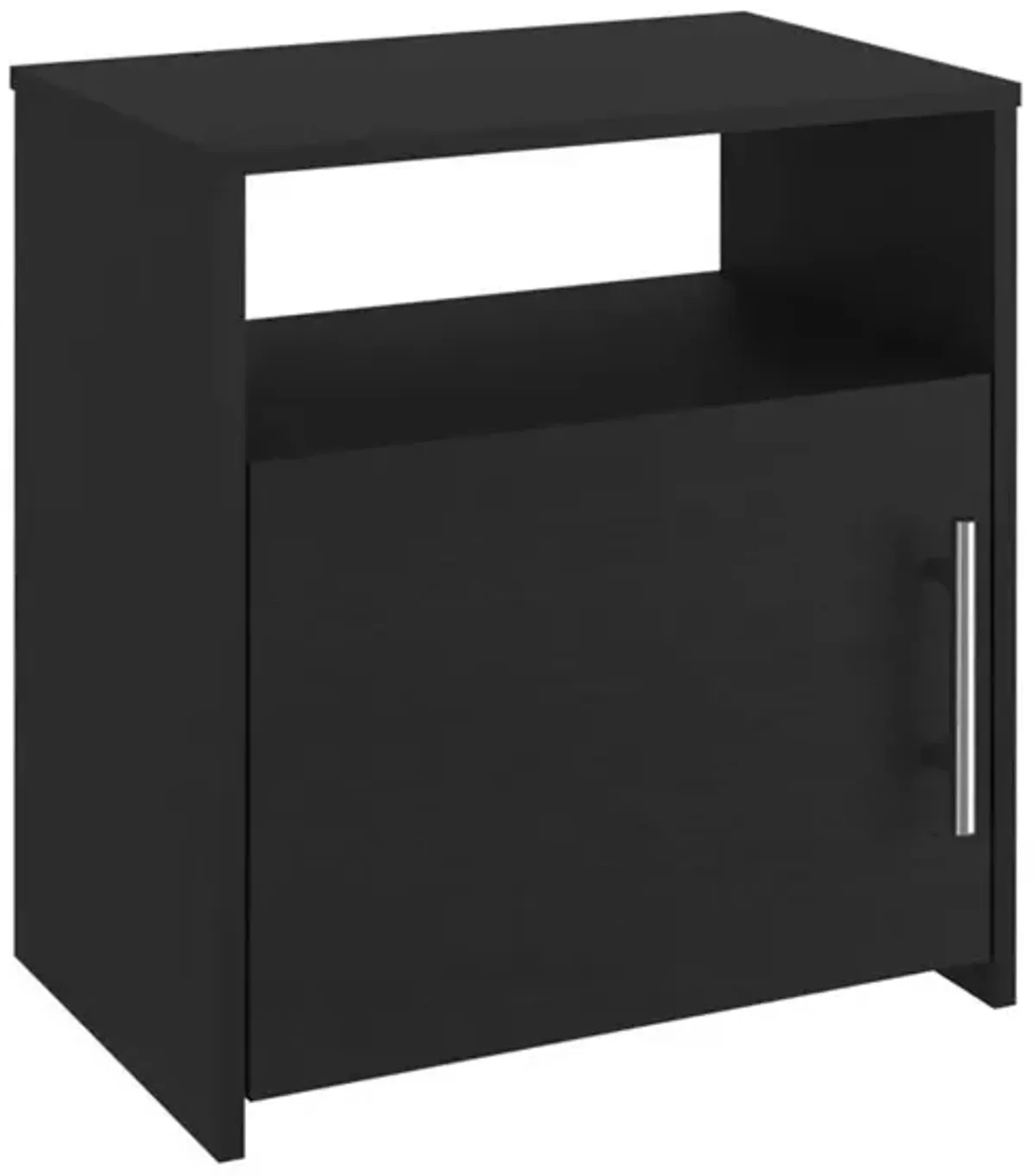 Nightstand, Single Door Cabinet, Metal Handle, One Shelf, Superior Top