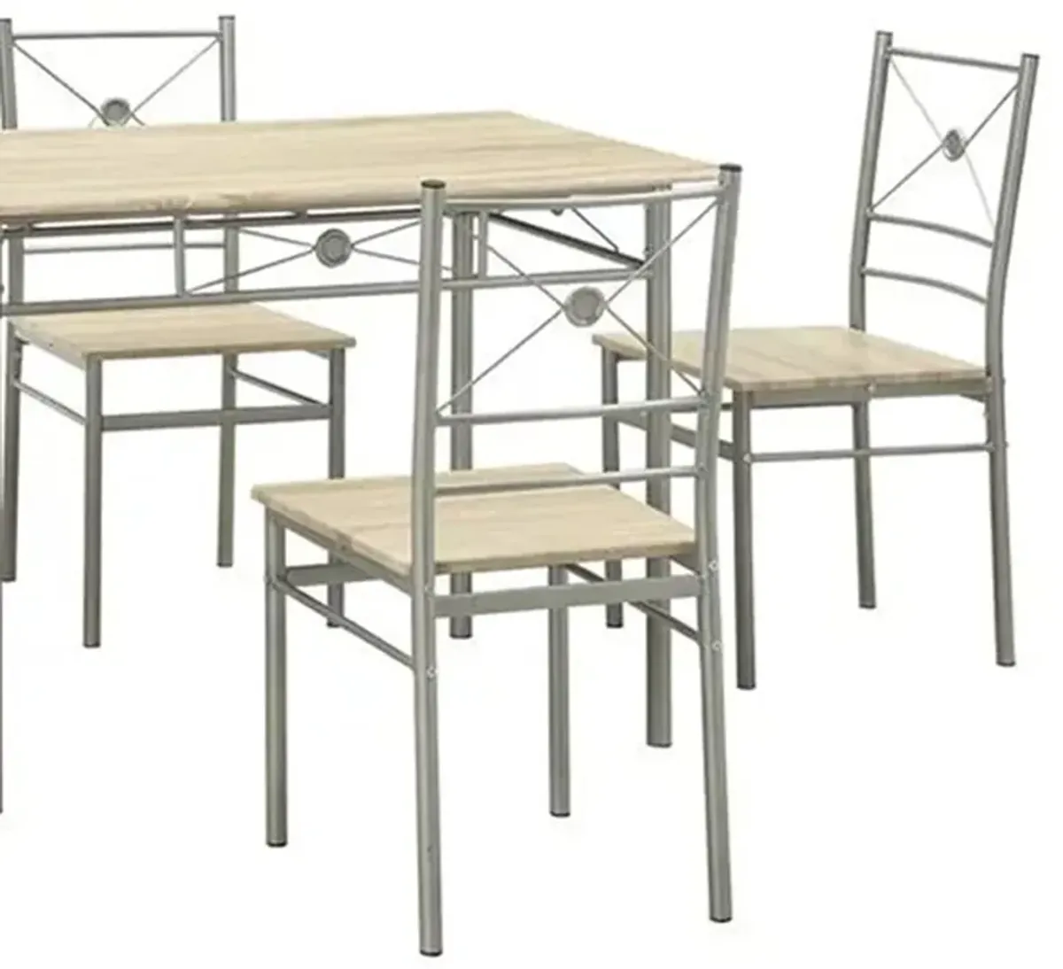 Sturdy Dining Table In A set Of Five, Silver-Benzara