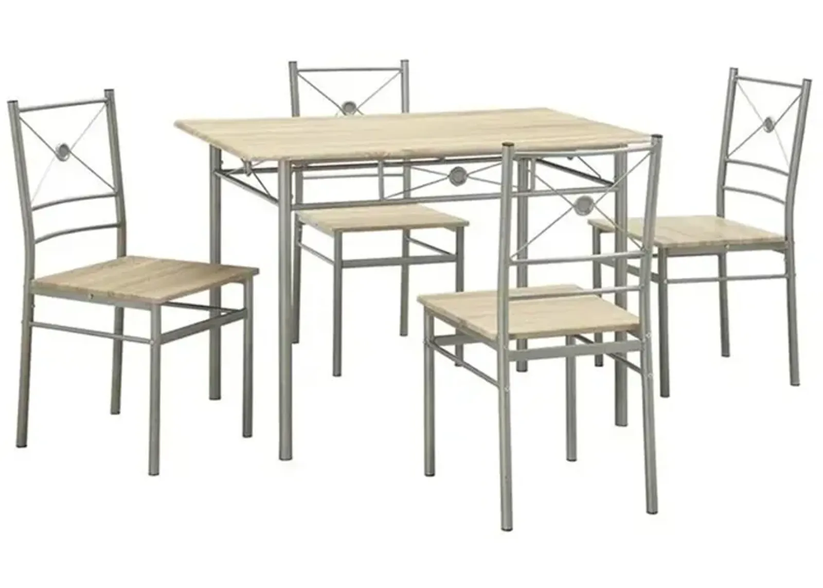 Sturdy Dining Table In A set Of Five, Silver-Benzara