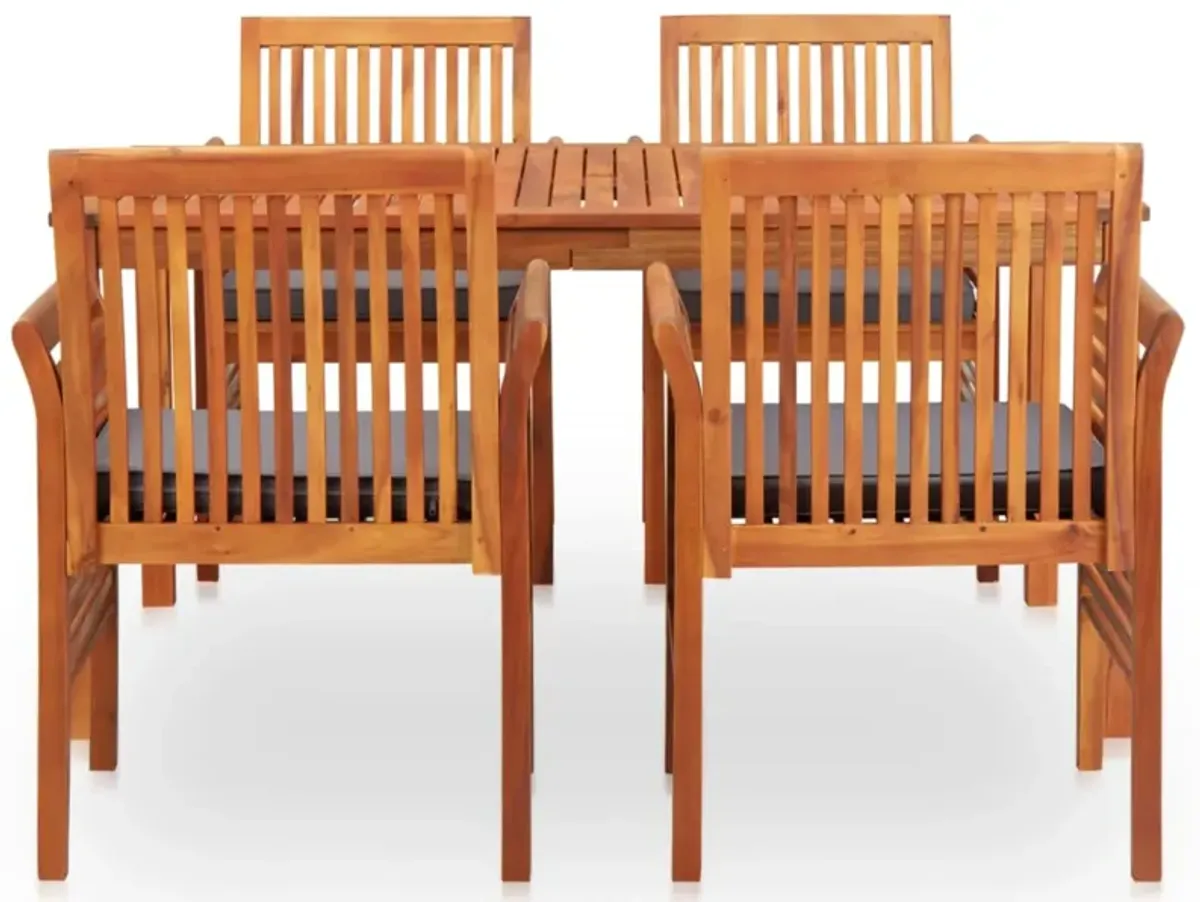 vidaXL 5 Piece Outdoor Dining Set with Cushions Solid Acacia Wood