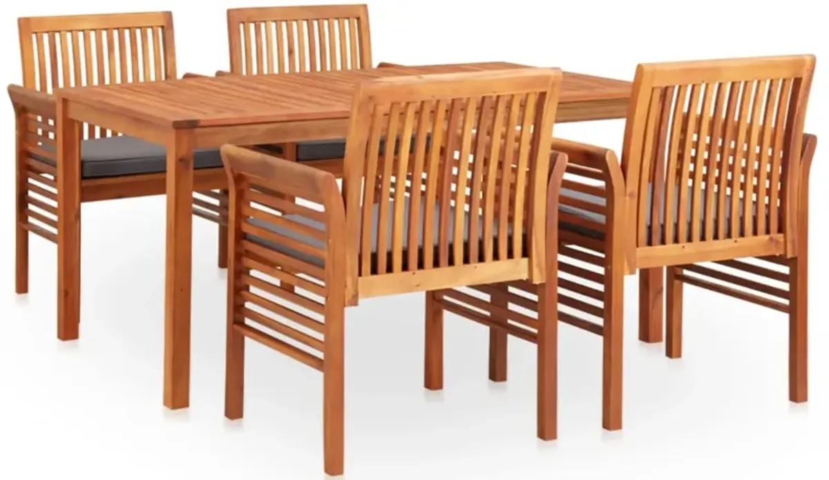 vidaXL 5 Piece Outdoor Dining Set with Cushions Solid Acacia Wood