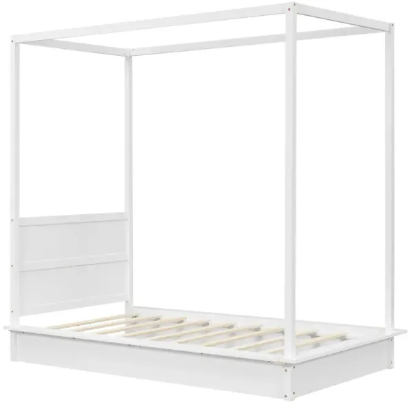 Merax Wood LED Canopy  Platform Bed