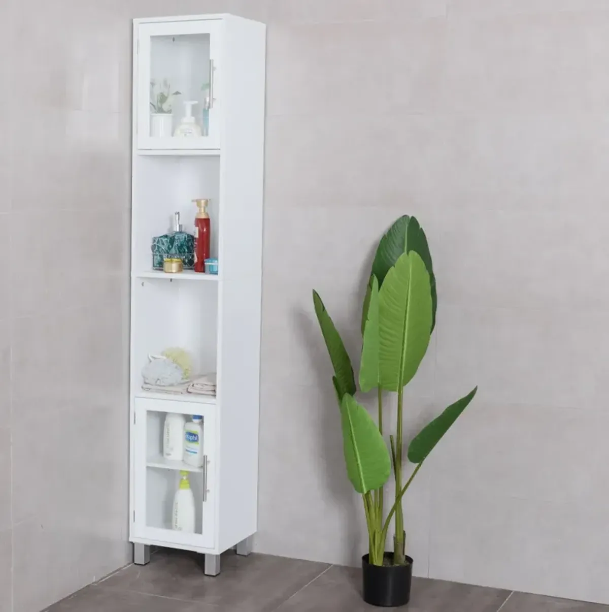 71-Inch Tall Bathroom Storage Cabinet with Shelves