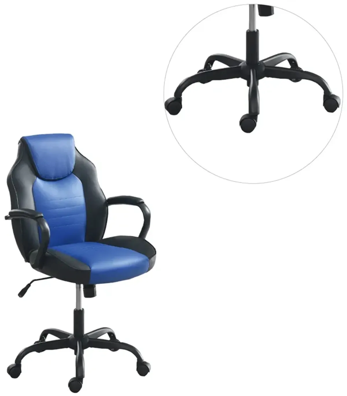 Office Chair with Padded Armrests in Black and Blue