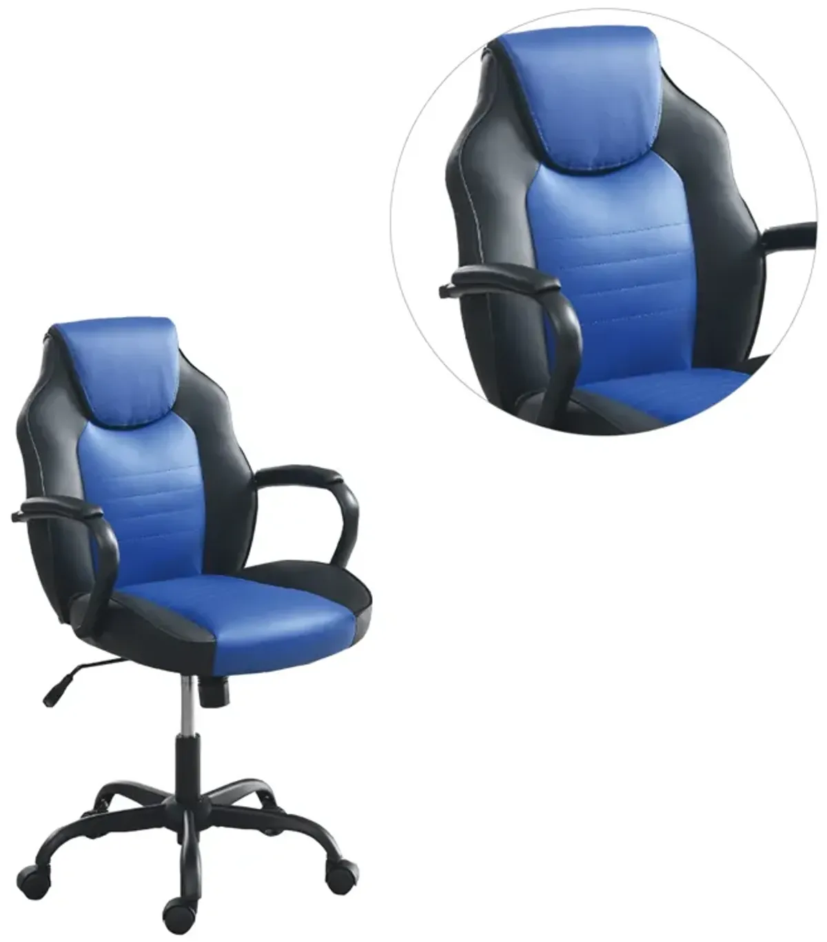 Office Chair with Padded Armrests in Black and Blue