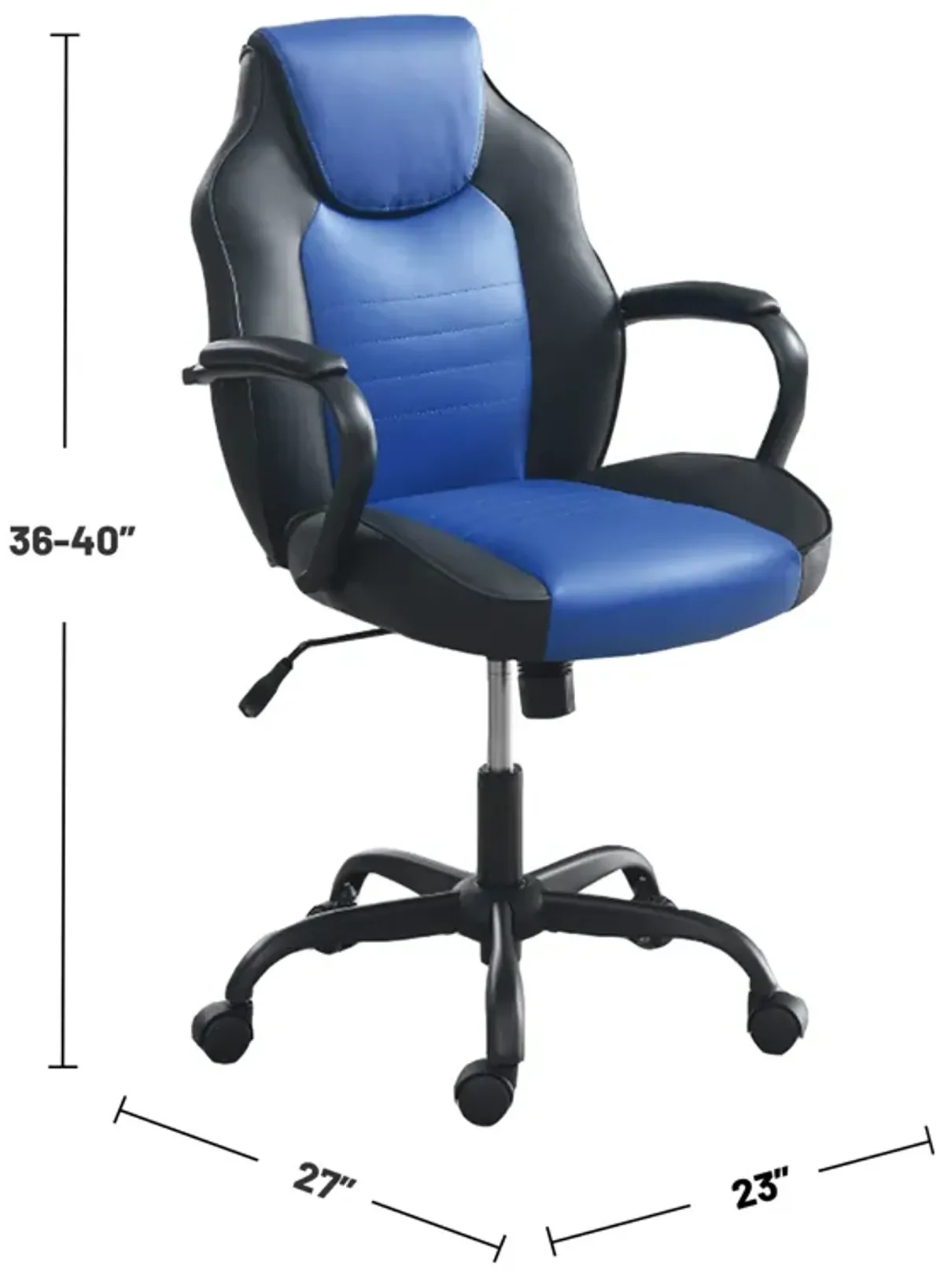 Office Chair with Padded Armrests in Black and Blue