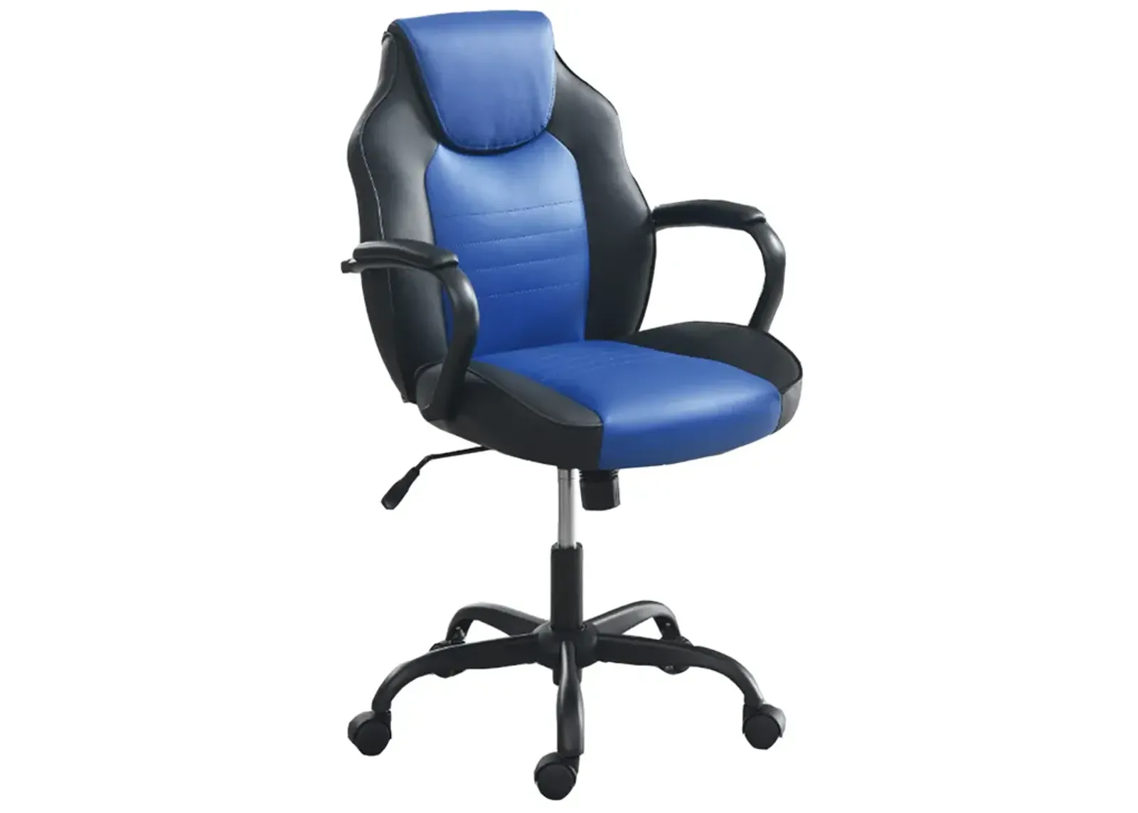 Office Chair with Padded Armrests in Black and Blue