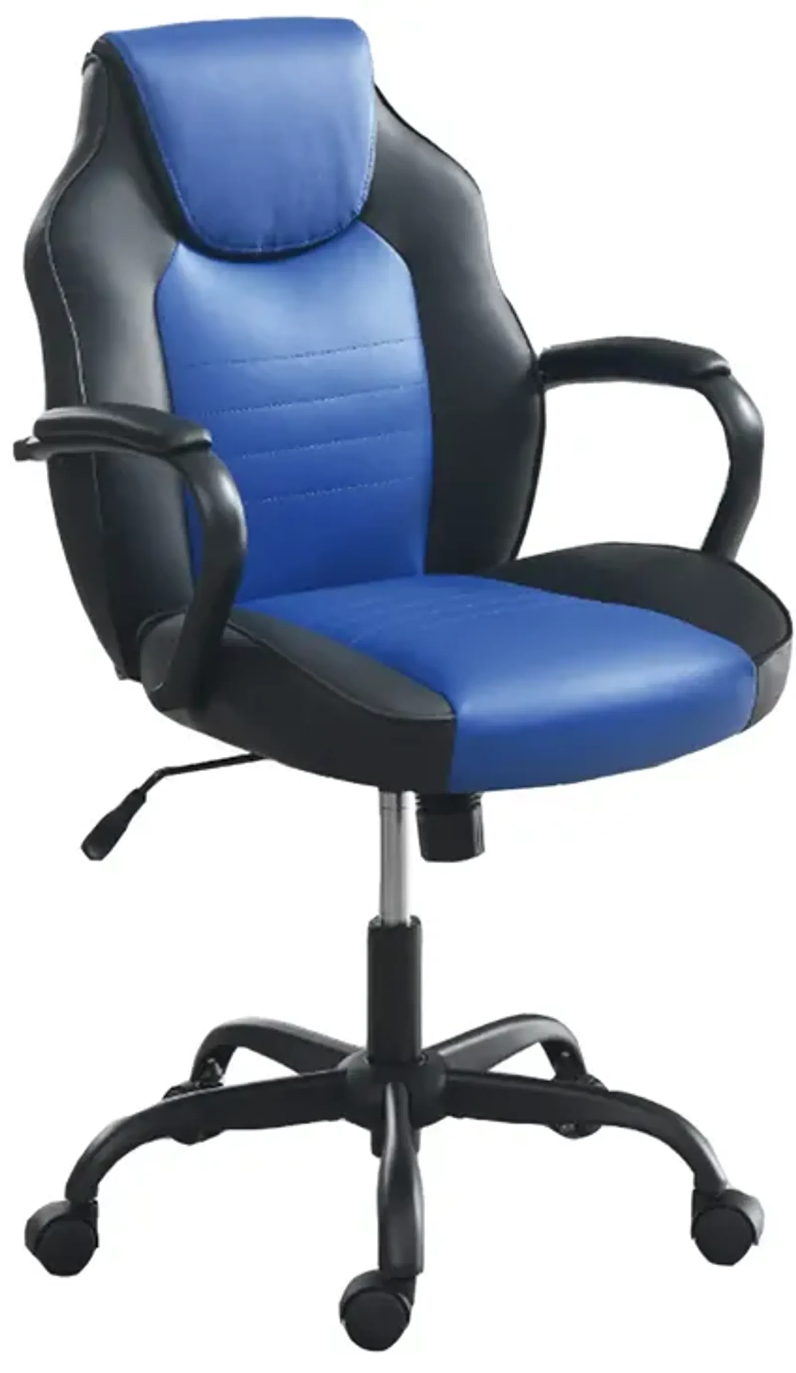 Office Chair with Padded Armrests in Black and Blue