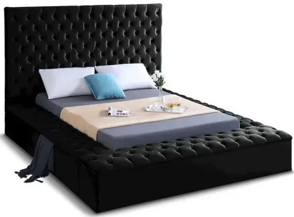 Meridian Furniture Bliss Black Velvet Queen Bed