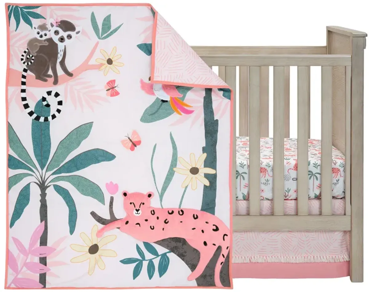 Lambs & Ivy Enchanted Safari Leopard/Lemur Jungle 3-Piece Baby Crib Bedding Set