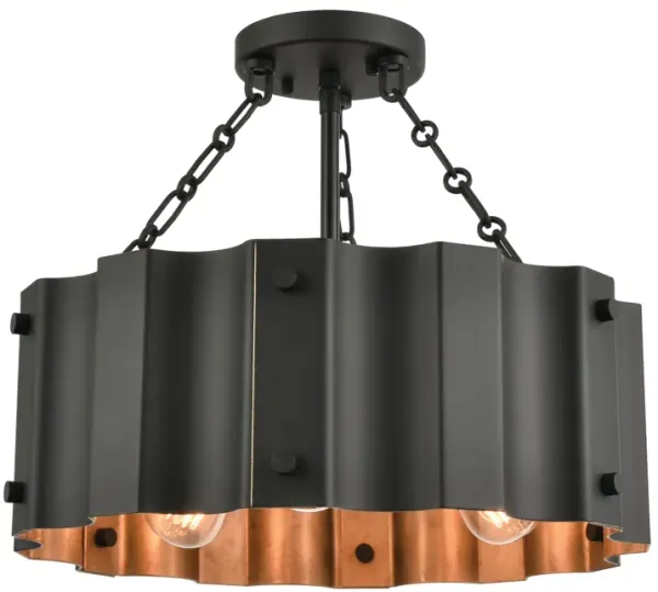 Clausten 17'' Wide 3-Light Black Semi Flush Mount