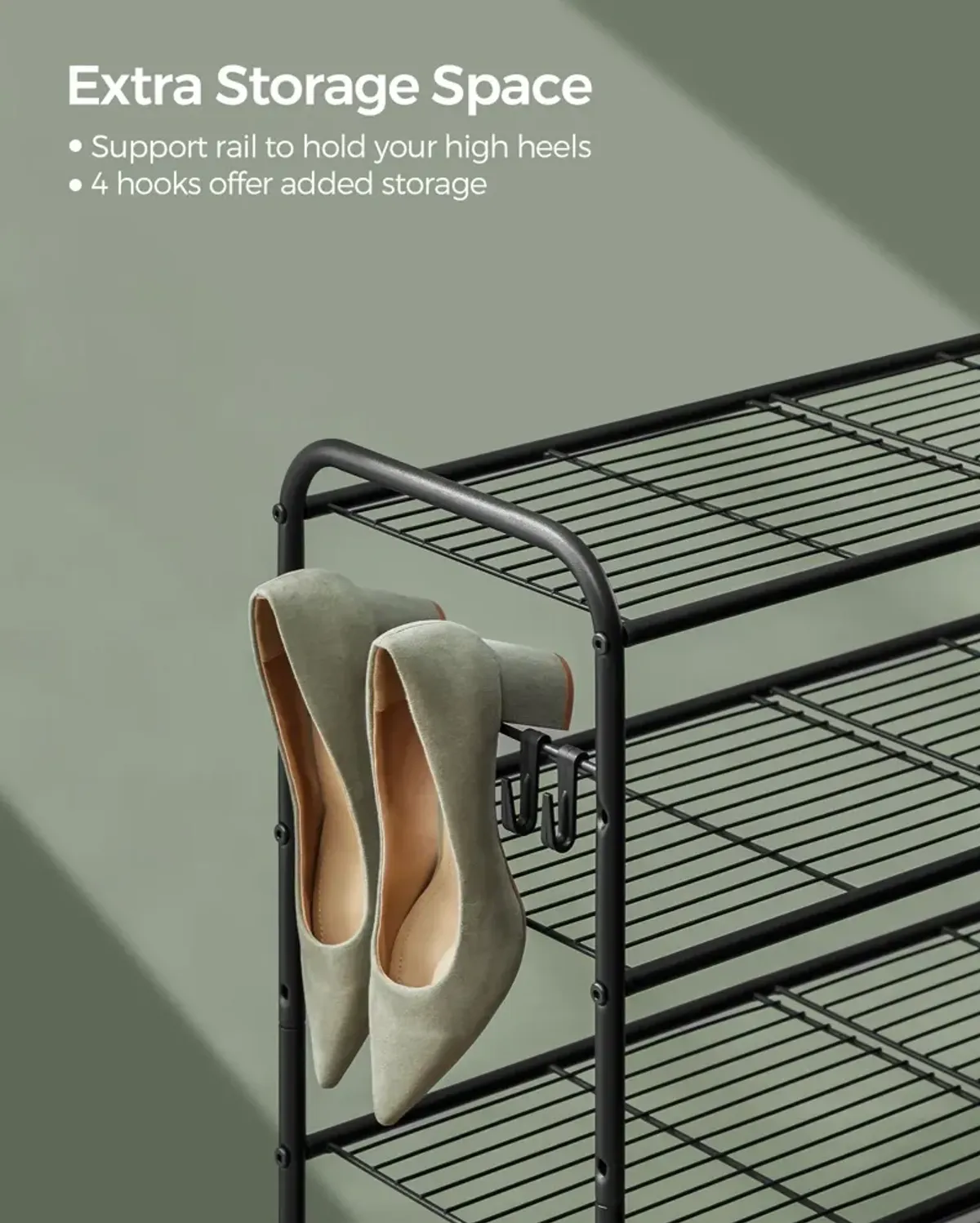 2-Tier Metal Shoe Rack Space-Saving Organizer for Entryway and Closet