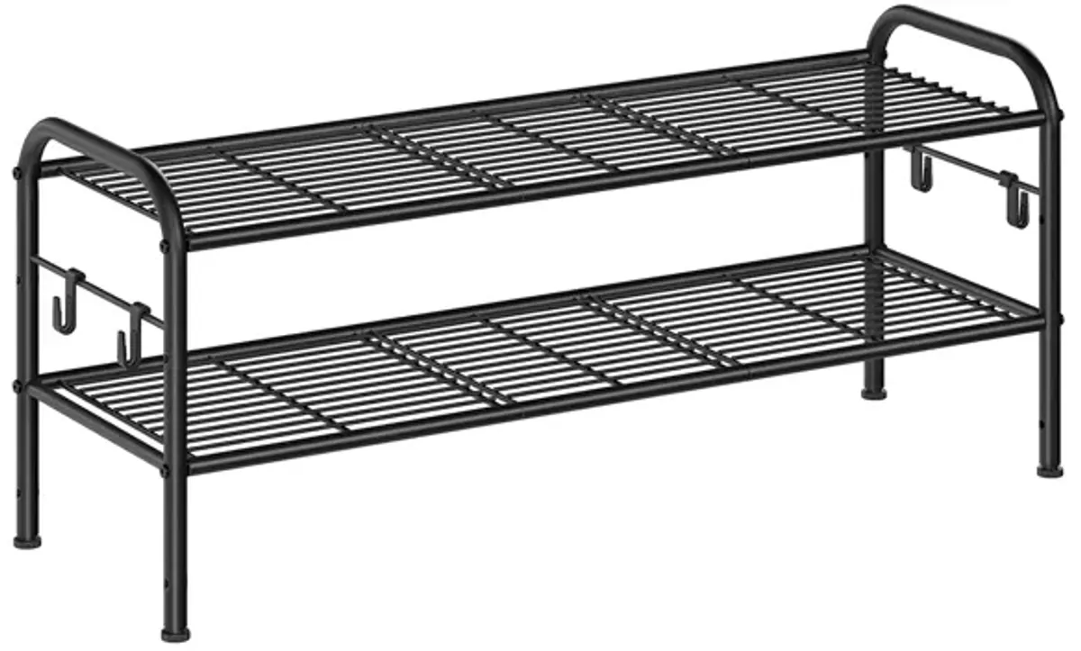 2-Tier Metal Shoe Rack Space-Saving Organizer for Entryway and Closet