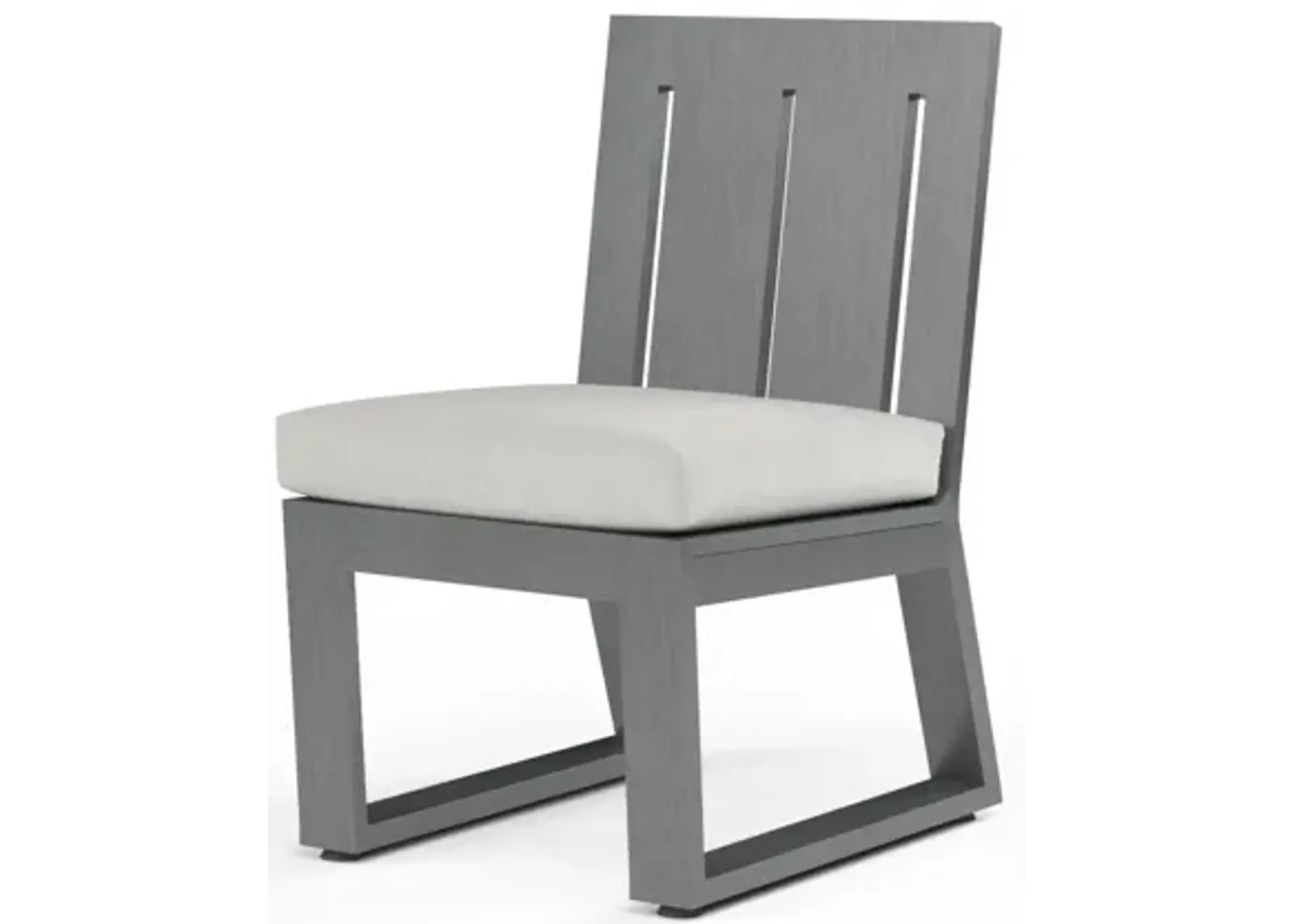 Redondo Armless Dining Chair in Cast Silver, No Welt