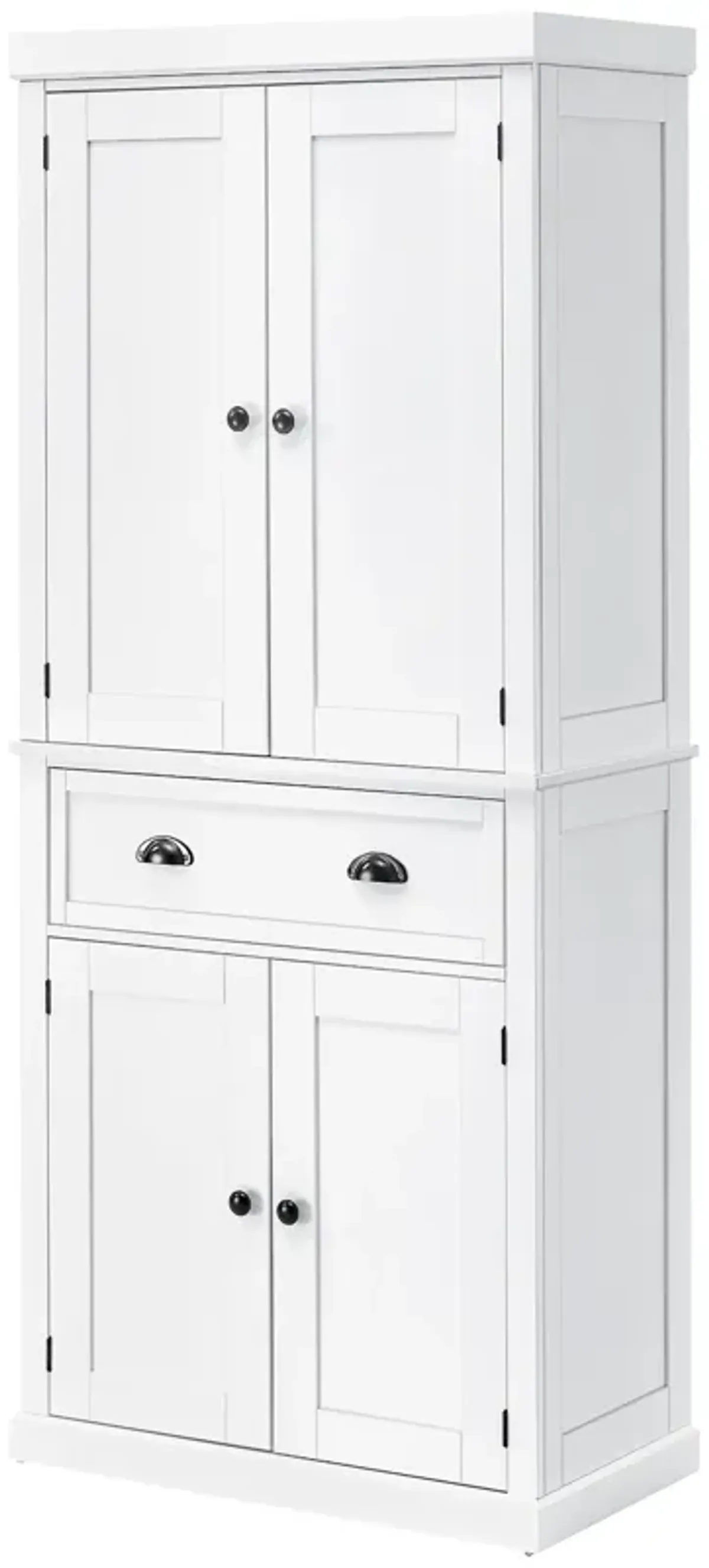 72" H Colonial Kitchen Pantry Freestanding Storage Cabinet White