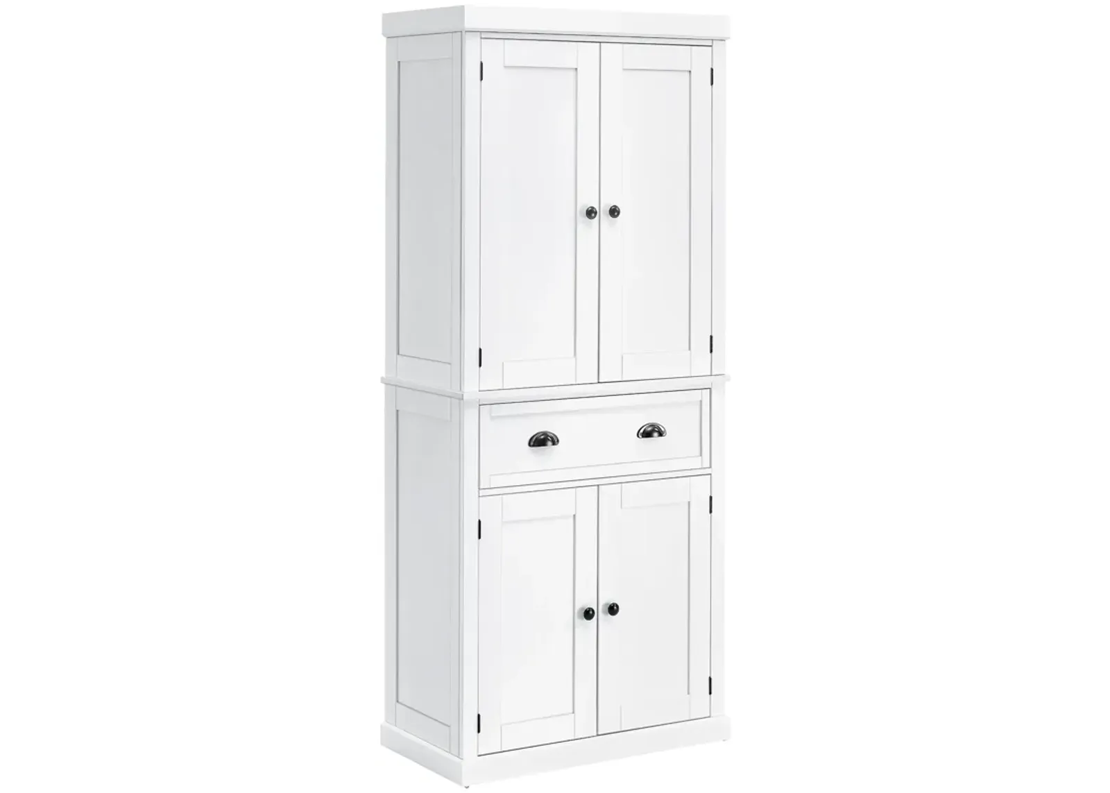 72" H Colonial Kitchen Pantry Freestanding Storage Cabinet White