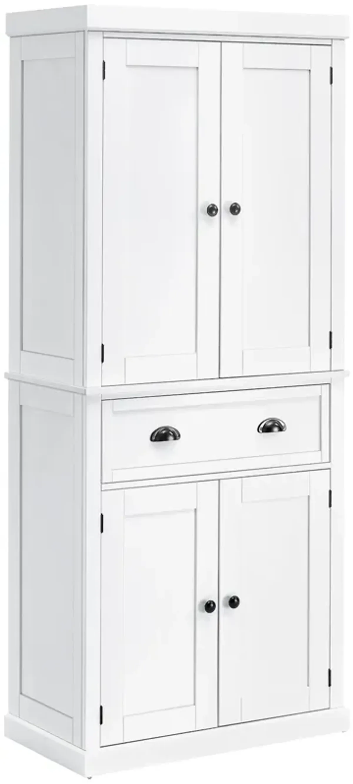 72" H Colonial Kitchen Pantry Freestanding Storage Cabinet White