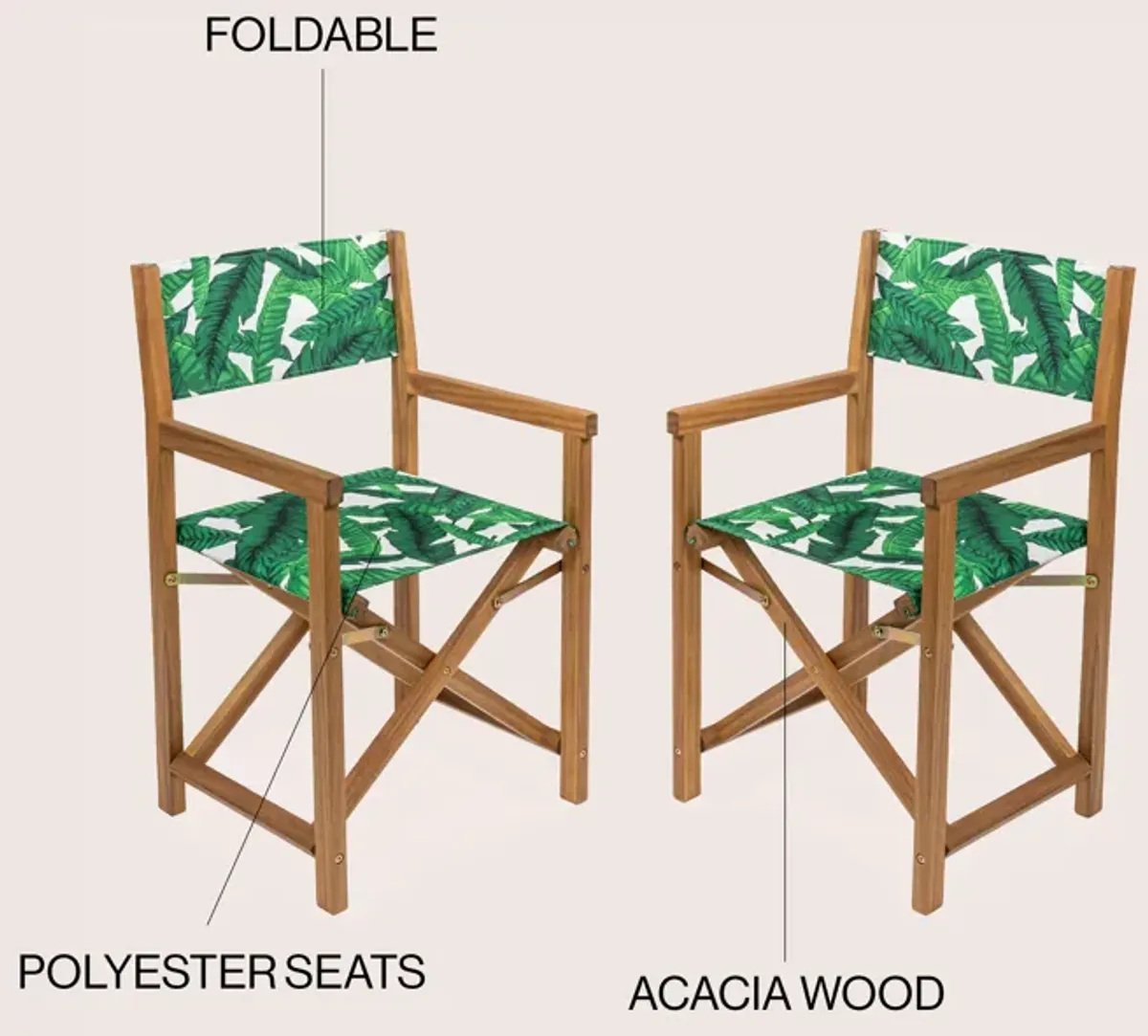 Cukor Classic Vintage Outdoor Acacia Wood Folding Director Chair with Canvas Seat