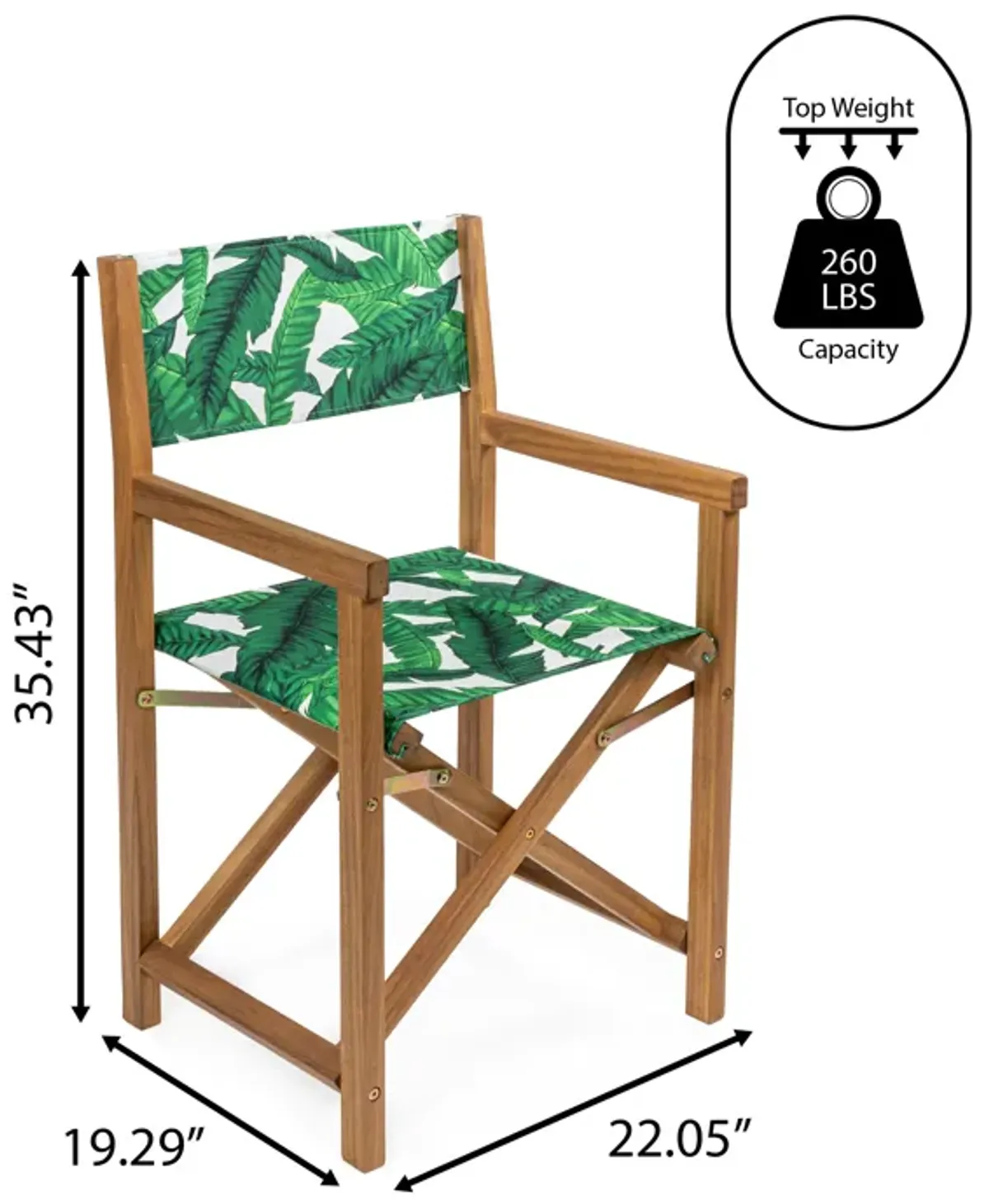 Cukor Classic Vintage Outdoor Acacia Wood Folding Director Chair with Canvas Seat