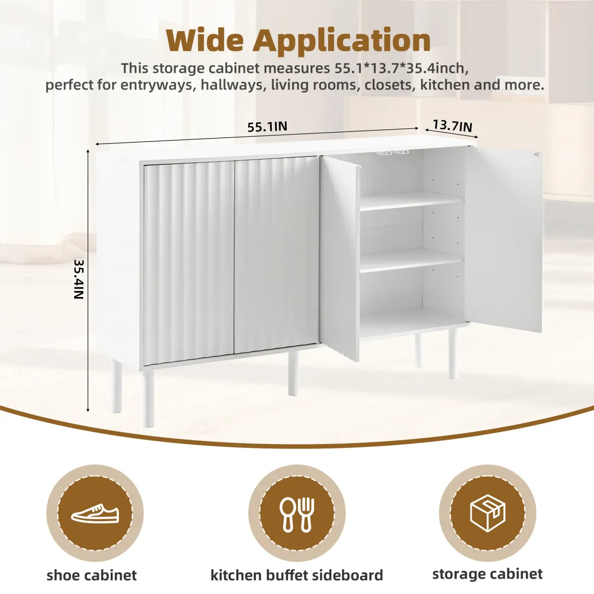 Merax Minimalist Shoe Cabinet  with Fluted Doors